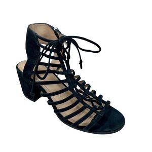 Pour La Victoire Amabelle Black Suede Leather Gladiator Cage Sandal 7.5